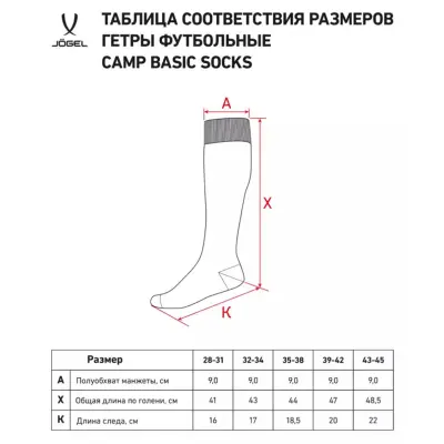 картинка Гетры Jogel Camp Basic Socks JC1GA0125 R2 красный серый белый 